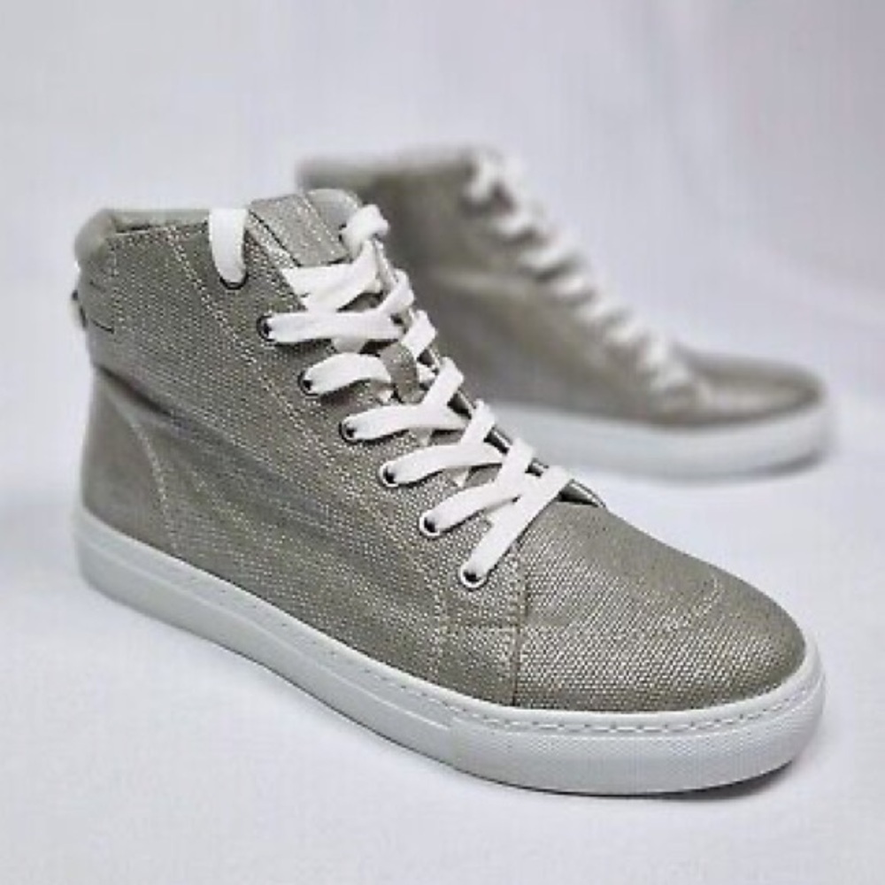 Mint Velvet Women's Silver and Grey Susie High-Top Trainers Size 37 EU